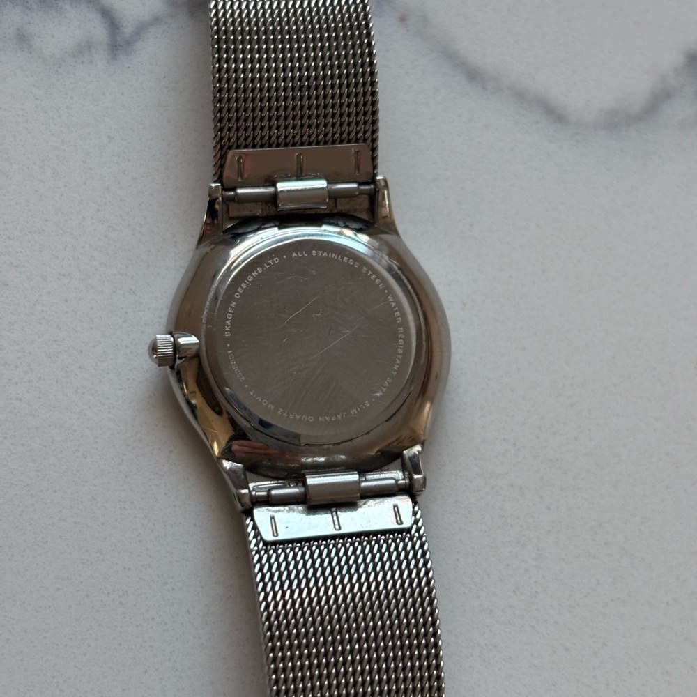 Skagen Silver Mesh Women's Watch: Mother of Pearl Face - Picture 5 of 5